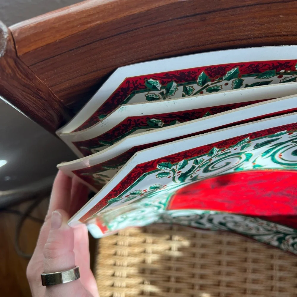 Vintage Christmas Vinyl Placemats (Set of 4) | Holly Berry Holiday Decor